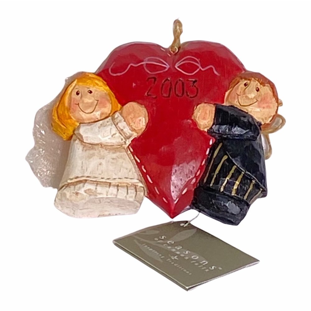 Seasons of Cannon Falls Eddie Walker Bride and Groom Holding Heart Ornament 2003